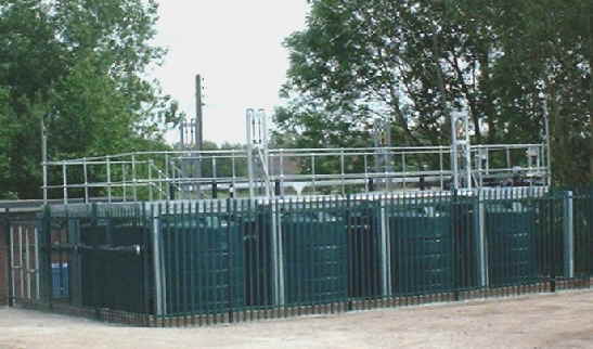 A large methane stripping installation with dual tank lines for maintenance while still on-line.